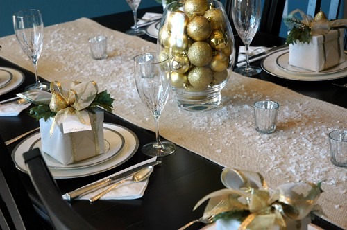 fake snow dinner table