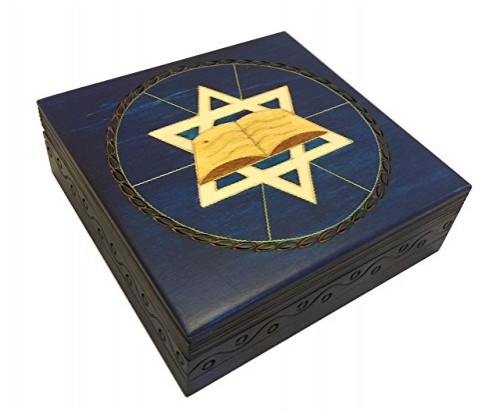 Blue Star of David Secret Jewelry Keepsake Box