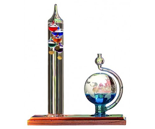 Galileo Thermometer with Glass Globe Barometer