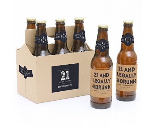 Finally 21 – 6 Beer Bottle Labels and 1 Carrier