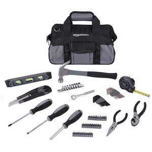 AmazonBasics 65-Piece Home Repair Kit, Basic Tool Set for Home/Office/Dorm/Apartment with Tool Bag