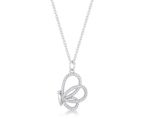 Cubic Zirconia Butterfly Pendant Necklace
