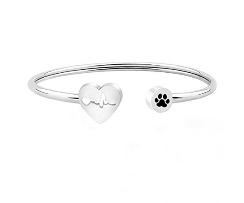Heart Beat Dog Paw Pendant Bracelet