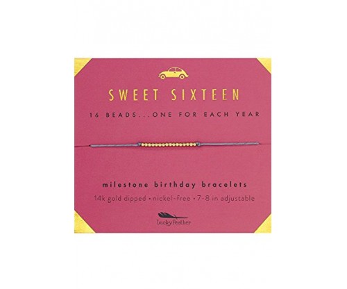 Lucky Feather Sweet 16 Gold Tone Bracelet