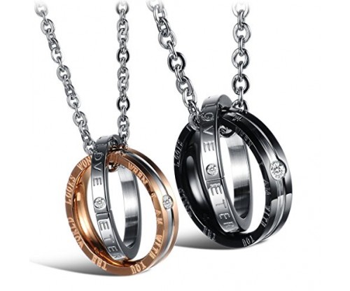 Feraco His and Hers Titanium Stainless Steel Necklace