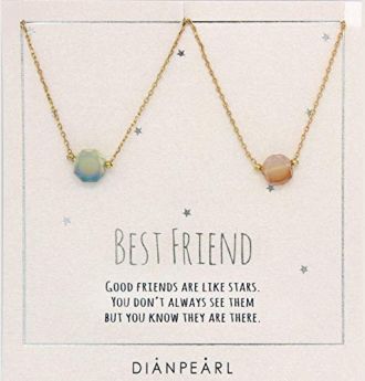 Best friend necklace, BFF Necklace, friendship necklace for 2, Gold dainty necklace, simulated gemstone necklace, valentines day