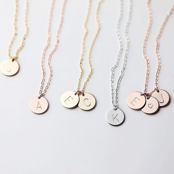 Delicate Initial Disc Necklace Rose Gold Initial Necklace Best Friend Personalized Bridesmaid Gift Women Holiday New Baby Letter Jewelry - CN