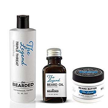 Live Bearded Sandalwood Beard Growth Kit, Legend Sandalwood With A Touch Of Vanilla Beard Bundle