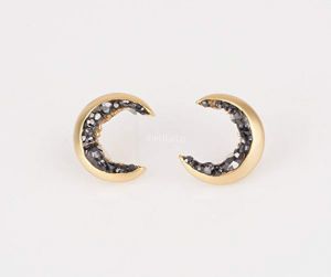 MJLuLu Gold Plated Crescent Moon Stud Earrings