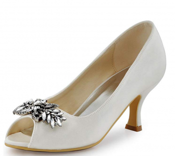 ElegantPark Leaf Rhinestone Pumps