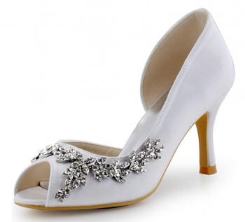 ElegantPark Peep Toe Rhinestone Pumps