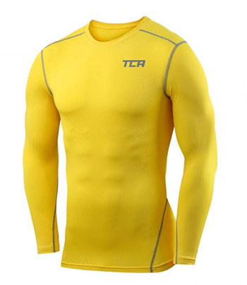 TCA Men's & Boy's Pro Performance Compression Shirt Long Sleeve Base Layer Thermal Top - Crew/Mock Neck 