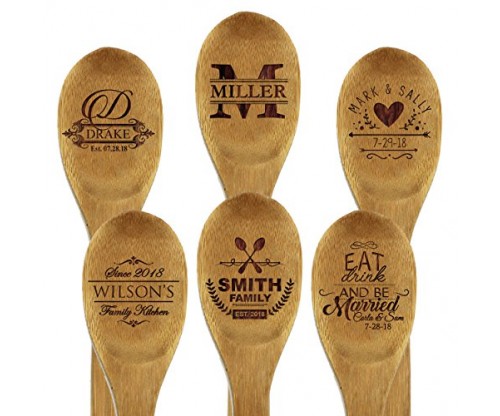 Custom Engraved and Personalized Bamboo Wood Kitchen Spoon