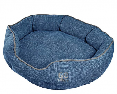 GOBUDDY Round Pet Bed for Cats & Dogs - Ultra Soft & Comfortable Cuddler Pet Bed - Reversible Removable Linen Cushion Prevents Overheating - Improves Sleep for Small, Medium & Large Animals