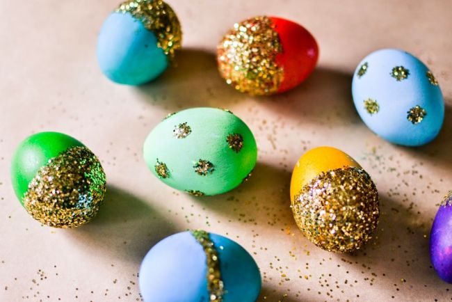 glitter easter eggs