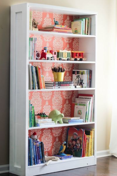 wrapping paper bookshelf