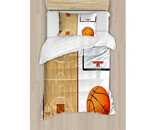 Lunarable Boys Room Duvet Cover Set – Basketball Theme