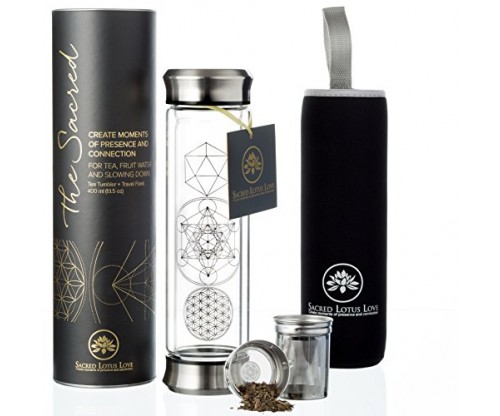 The Sacred Glass Tea Tumbler with Infuser + Strainer