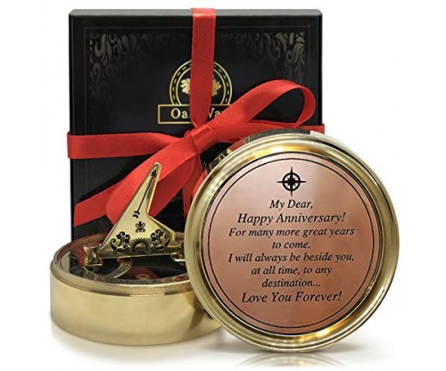 Brass Sundial Compass With Personalized Engraved Dedication Quote