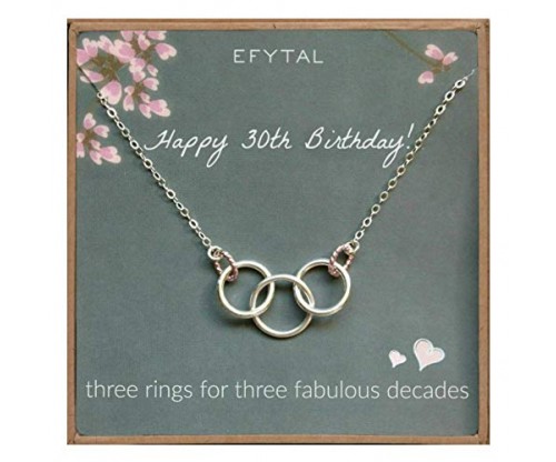 30th Birthday 3 Rings Necklace