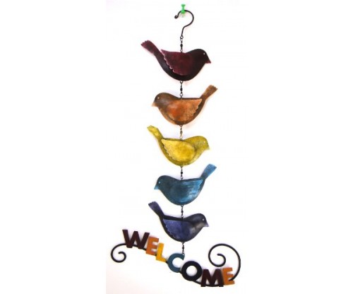 Blue Handworks Welcome Sign – Rainbow Birds