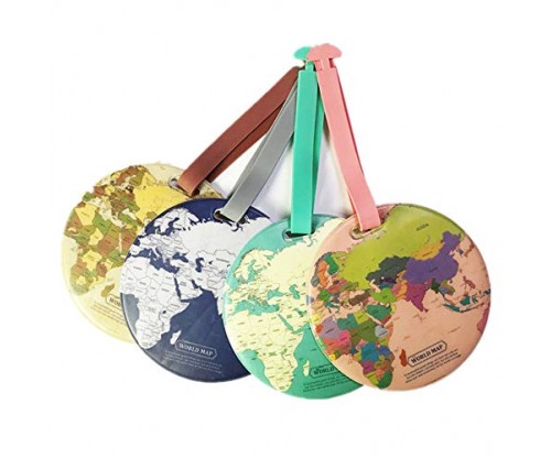 King and Pig Four Piece World Map Luggage Tags