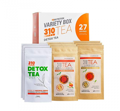 310 Nutrition, 310 Tea Slimming Detox Organic Gree Tea with Yerba Mate, Guarana, and More Natural Ingredients, Comes with Free eBook (Variety Box, 27 Servings)