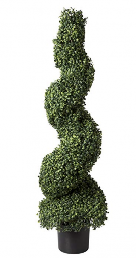 Artificial Boxwood Spiral Tree with Realistic Leaves, Beautiful Faux Plant for Indoor-Outdoor Home Décor-50-inch Topiary with Planter by Pure Garden
