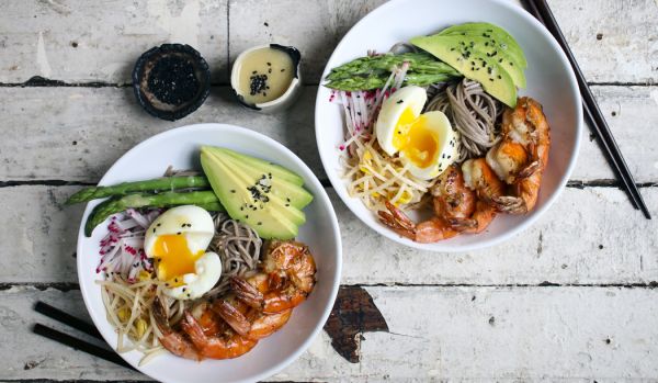 soba noodle garlic shrimp