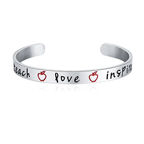 MAOFAED Teach Love Inspire Hand Stamped Bracelet | ThatSweetGift