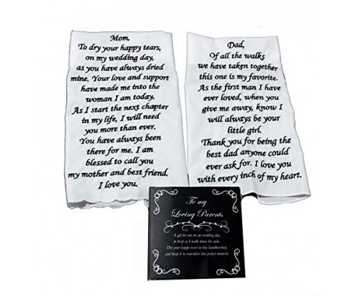 Embroidered Wedding Handkerchief Set for Parents of the Bride