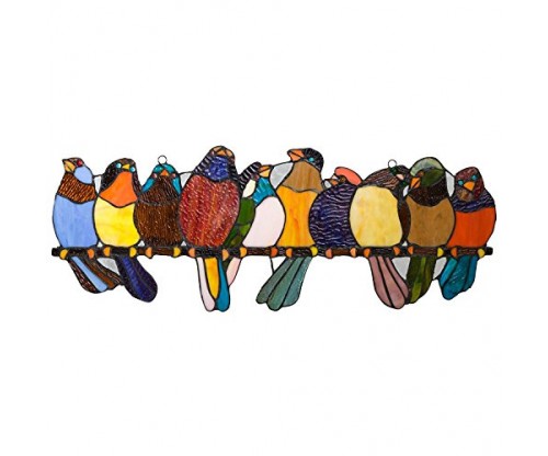 River of Goods Bird Suncatcher Stained Glass Birds on a Wire