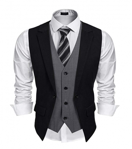 Coofandy Mens Formal Fashion Layered Vest Waistcoat Dress Vest