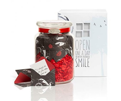 KindNotes Glass Keepsake Gift Jar with Long Distance Missing You Messages