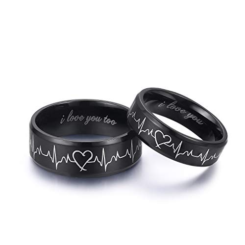 LAVUMO Heartbeat Rings for Couples I Love You Rings ThatSweetGift
