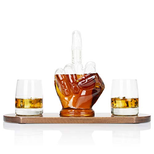 Atterstone Middle Finger 4-Piece Whiskey Decanter Set | ThatSweetGift
