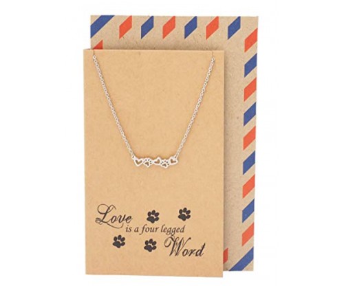 Quan Jewelry Paw Print and Heart Necklace