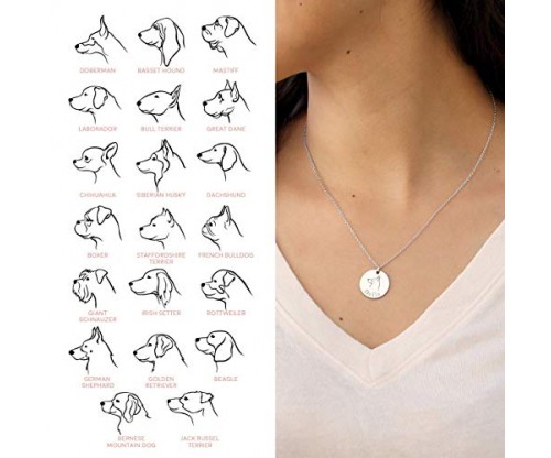 Dog Portrait – Personalized Dog Necklace with Breed and Name
