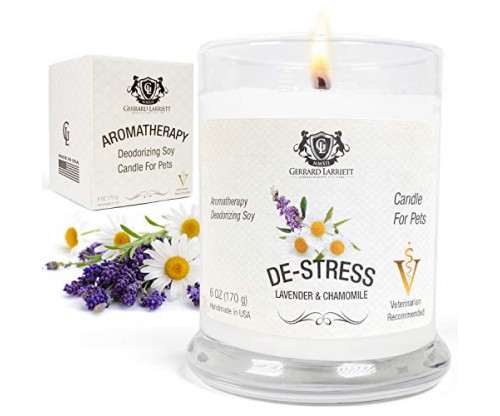 Lavender and Chamomile Aromatherapy Deodorizing Soy Candle for Pets