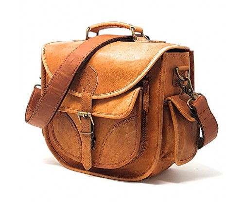 DSLR Leather Camera Bag – Travel Vintage Crossbody Shoulder Bag with Removable Insert