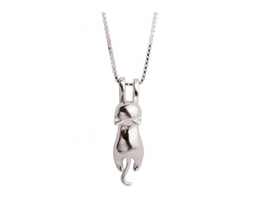 S. Leaf Sterling Silver Cat Necklace for Women