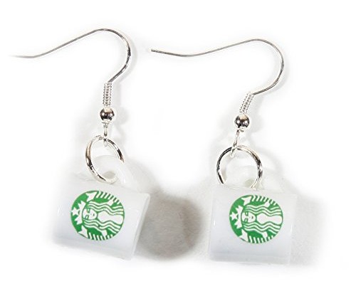 Style-ARThouse Coffee Lover: Tiny Coffee Cup Earrings on Silvertone French Wires