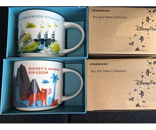 Disney Animal Kingdom+ Hollywood Studios Starbucks Mugs W/Bonus Blank Starbucks Gift Card