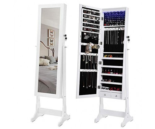 SONGMICS LED Jewelry Cabinet/Standing Mirror/Armoire