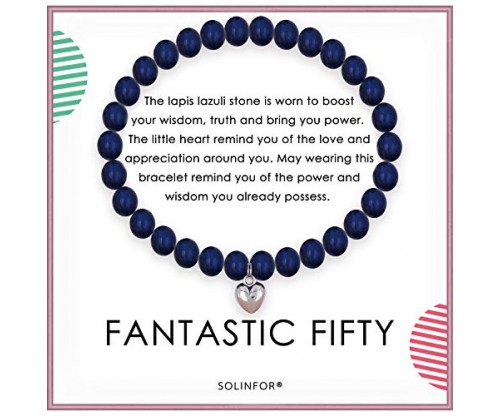Solinfor 50th Bday Lapis Lazuli Beaded Bracelet