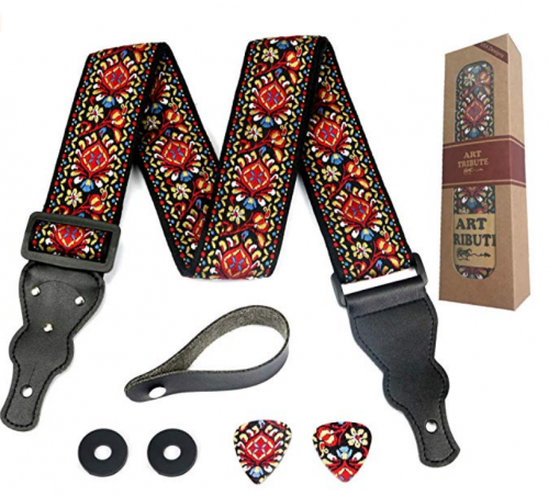 Gifts for guitar players Art Tribute Embroidered Guitar Strap