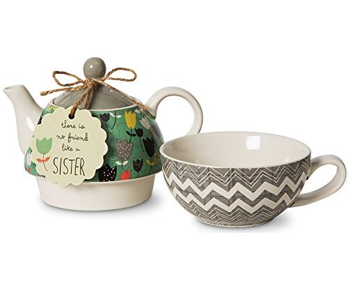 Pavilion Gift Company Bloom Sister Ceramic Tea Pot for One