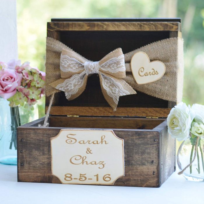 FixtureDisplays Diy Wedding Card Box Rustic Wood Card Box Gift