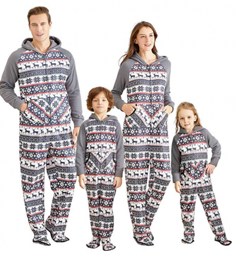 Yaffi Matching Family Footed Pajamas Hoodie Sleeper Christmas