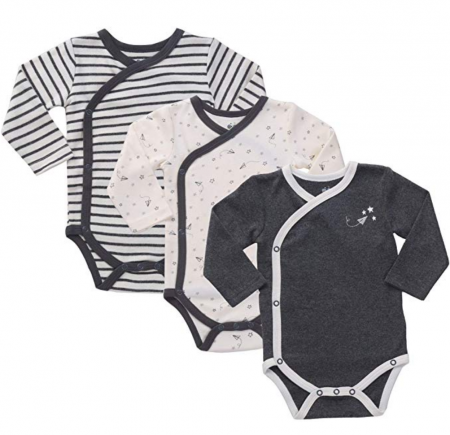 Asher & Olivia Unisex Baby Kimono Side Snap Onesies 2Pc Long Sleeve Bodysuit Set